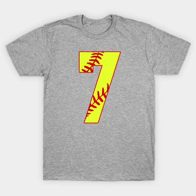 Fastpitch Softball Number 7 #7 Softball Shirt Jersey Uniform Favorite Player Biggest Fan T-Shirt by TeeCreations